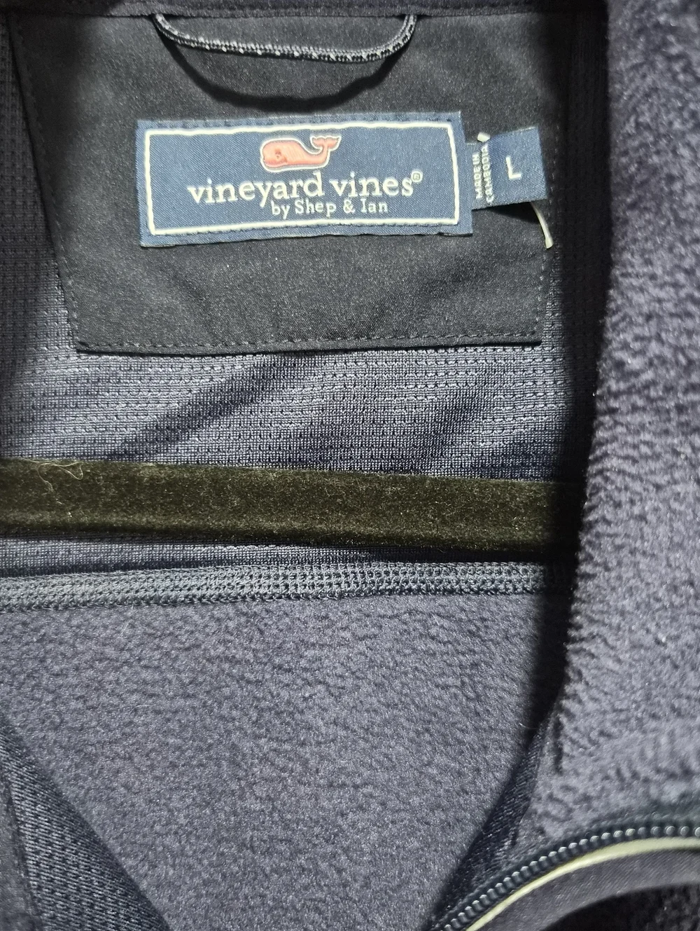 Vineyard Vines Men Harbor Fleece Navy Blue Full Zip Vest Size Large